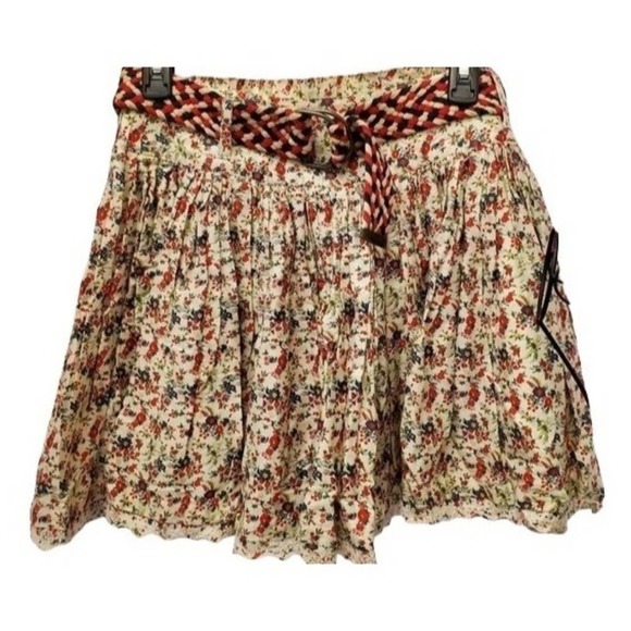 Spring Boho Ditsy Prairie Floral Lined Mini Skirt with Pockets - Picture 1 of 8